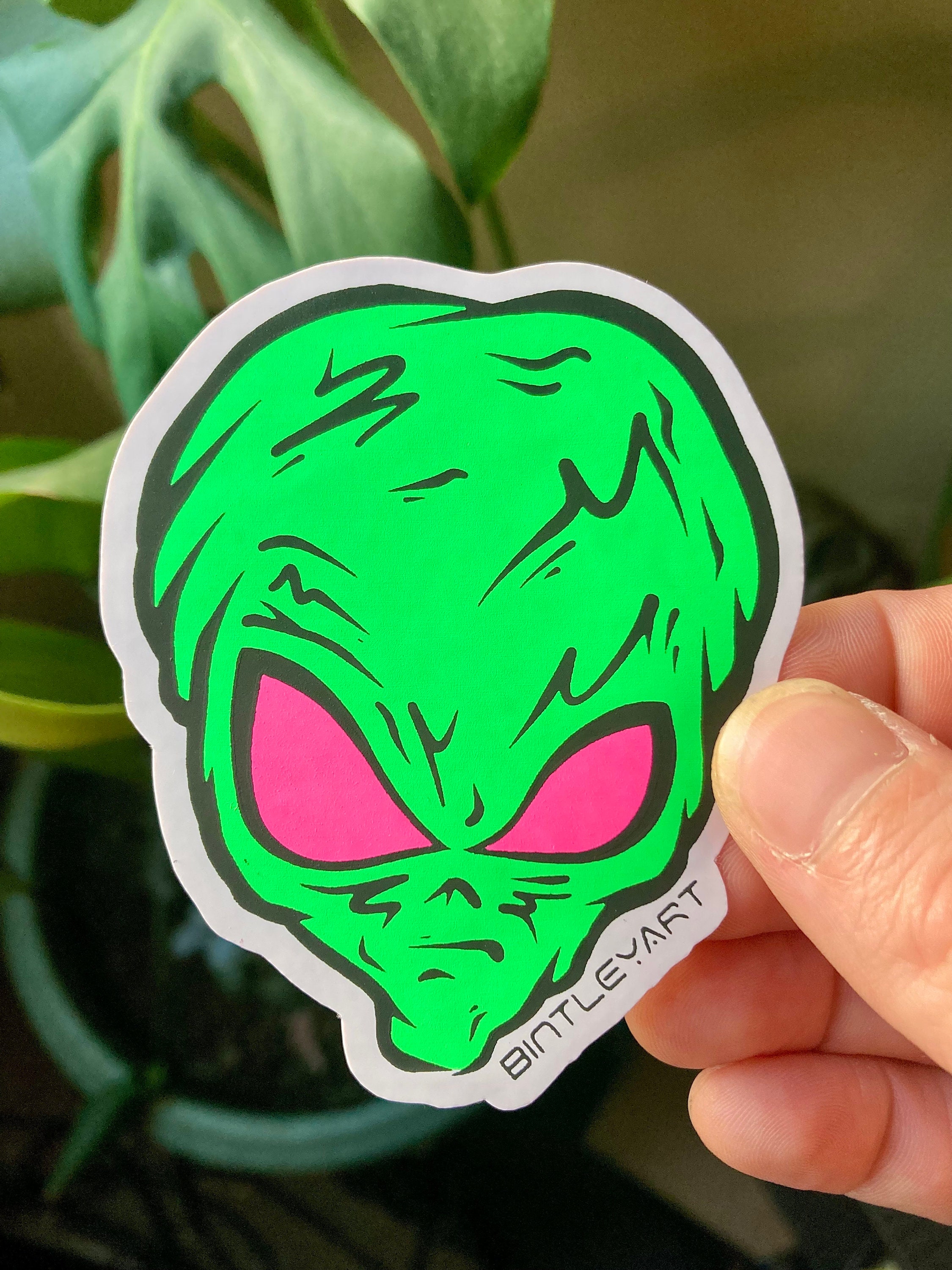 Uv/blacklight Reactive Art Alien Sticker - Etsy