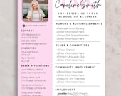 Sorority Resume Template and Cover Letter, Social Resume with Photo, Pink Sorority Resume Template, Sorority Rush Pack, Cute Social Resume