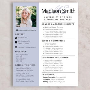 Plantilla de currículum para hermandades / Currículum PNM morado personalizable con carta de presentación y foto / Paquete de Canva para hermandades
