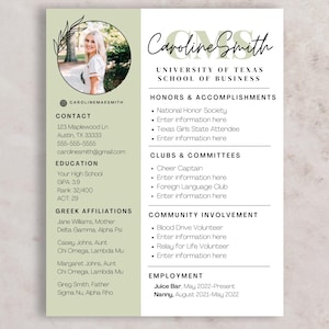 Currículum y carta de presentación de hermandad, plantilla de currículum de reclutamiento con foto, personalizable, plantilla de currículum de hermandad para eventos sociales
