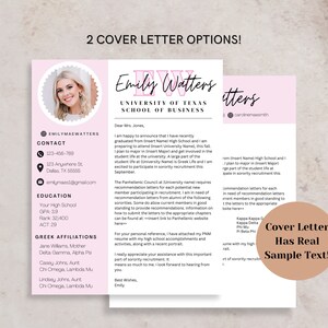 Plantilla de currículum rosa para hermandades: paquete personalizable con foto, diseño único y editable en Canva, descarga digital. imagen 4