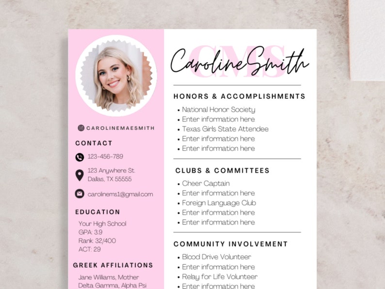 Unique Pink Sorority Resume and - Il 794xN.5311463189 Kc37
