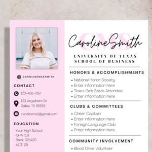Sorority Resume and Cover Letter, Recruitment Resume Template with Photo and Cover Letter, Easy to Customize, Rush Resume Template