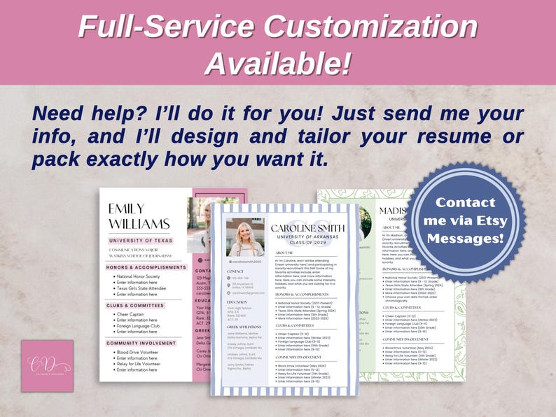 Sorority Resume Template and Cover Letter, Social Resume with Photo, Pink Sorority Resume Template, Sorority Rush Pack, Cute Social Resume image 8