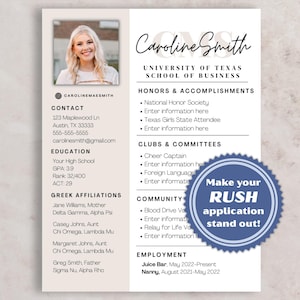 Sorority Rush & Einstellung Lebenslauf + Anschreiben | Canva Social Resume Vorlage | Griechisches Leben | PNM Lebenslauf Digitale Vorlage