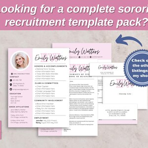 Plantilla de currículum rosa para hermandades: paquete personalizable con foto, diseño único y editable en Canva, descarga digital. imagen 6