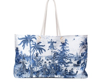 Chinoiserie, Weekender Bag, Tote bag, beach bag, grocery bag, hand bag, blue and white