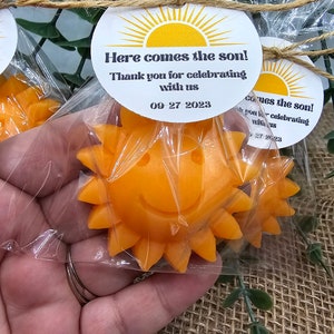Sun soap party favors here comes the son baby shower favors gender reveal birthday party first trip around the sun sunny day