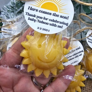 Sun soap party favors here comes the son baby shower favors gender reveal birthday party first trip around the sun sunny day