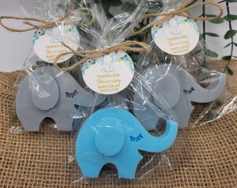 Elephant party favor soaps baby shower gender reveal personalized favors with tags individually wrapped