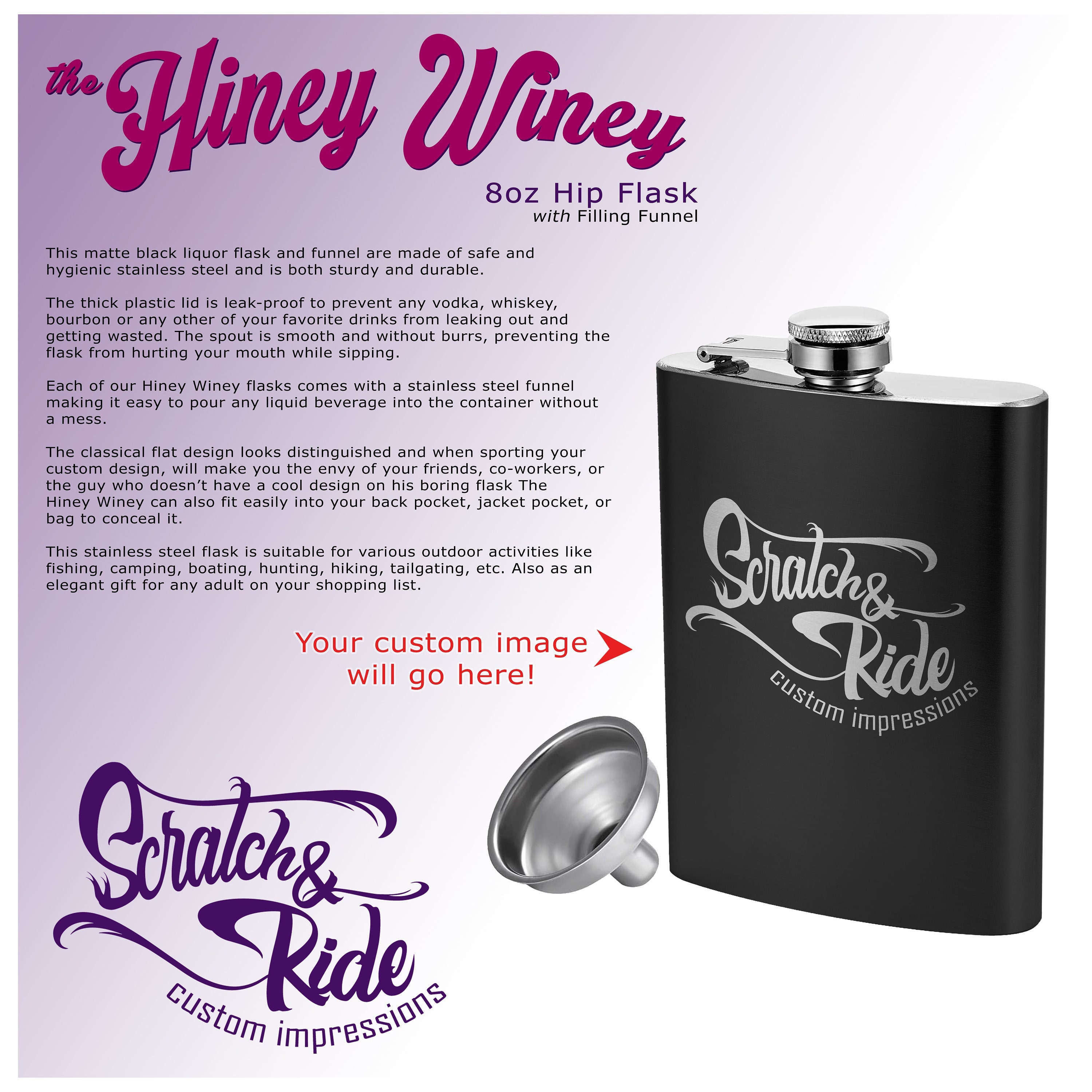 The Hiney Winey 8oz Hip Flask With Funnel 