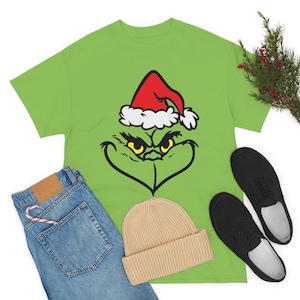 Santa Christmas Grinch T-shirt, dames- en herenvakantiecadeaus, grappig Grinchmas-shirt