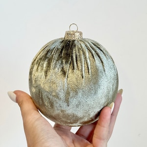 Handmade Moss Green Velvet Christmas Ball Ornament
