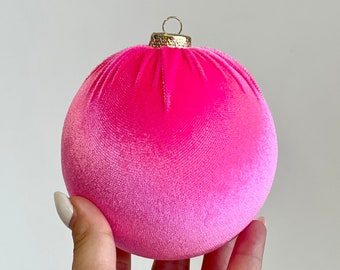 Hot Pink Christmas Ornament, Handmade Velvet Balls, Christmas Decorations, Christmas Gift, Velvet Christmas Balls, Ornaments