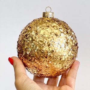 Gold Christmas Ornament, Christmas Ball, Gold Christmas Decorations, Christmas Gift, Custom Christmas Balls, Custom Balls, Glitter Balls