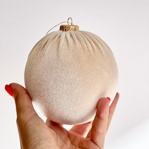 Beige Christmas Ornament, Handmade Velvet Balls, Christmas Ball, Christmas Decorations, Christmas Gift, Custom Christmas Balls, Ornaments