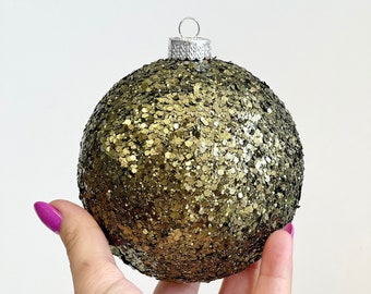 Antique Bronze Christmas Ornament, Christmas Ball, Handmade Christmas Decorations, Christmas Gift, Custom Christmas Balls,  Glitter Bulbs