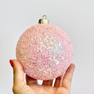 Baby Pink Glitter Christmas Ornament: Custom Holiday Ball