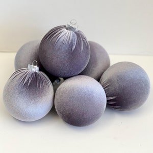 6 pcs Gray Velvet Christmas Balls, Christmas Tree Decorations, Handmade Christmas Bulbs, Christmas Gift, Christmas Box, Home Decorations