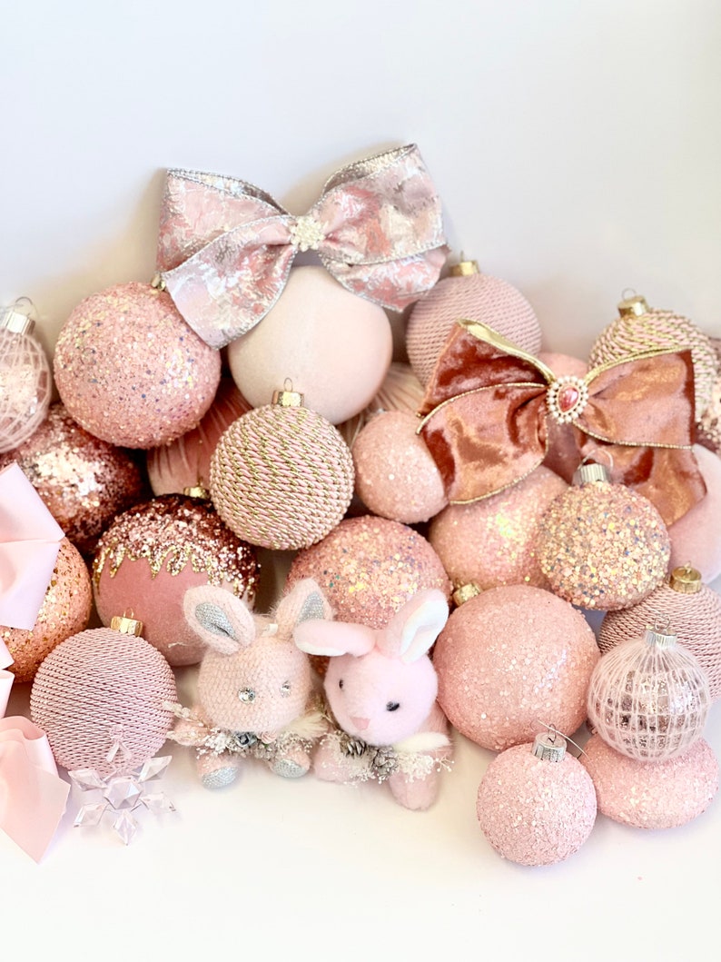 Heavenly Pink Christmas Ornament Handmade Velvet Bulbs - Etsy