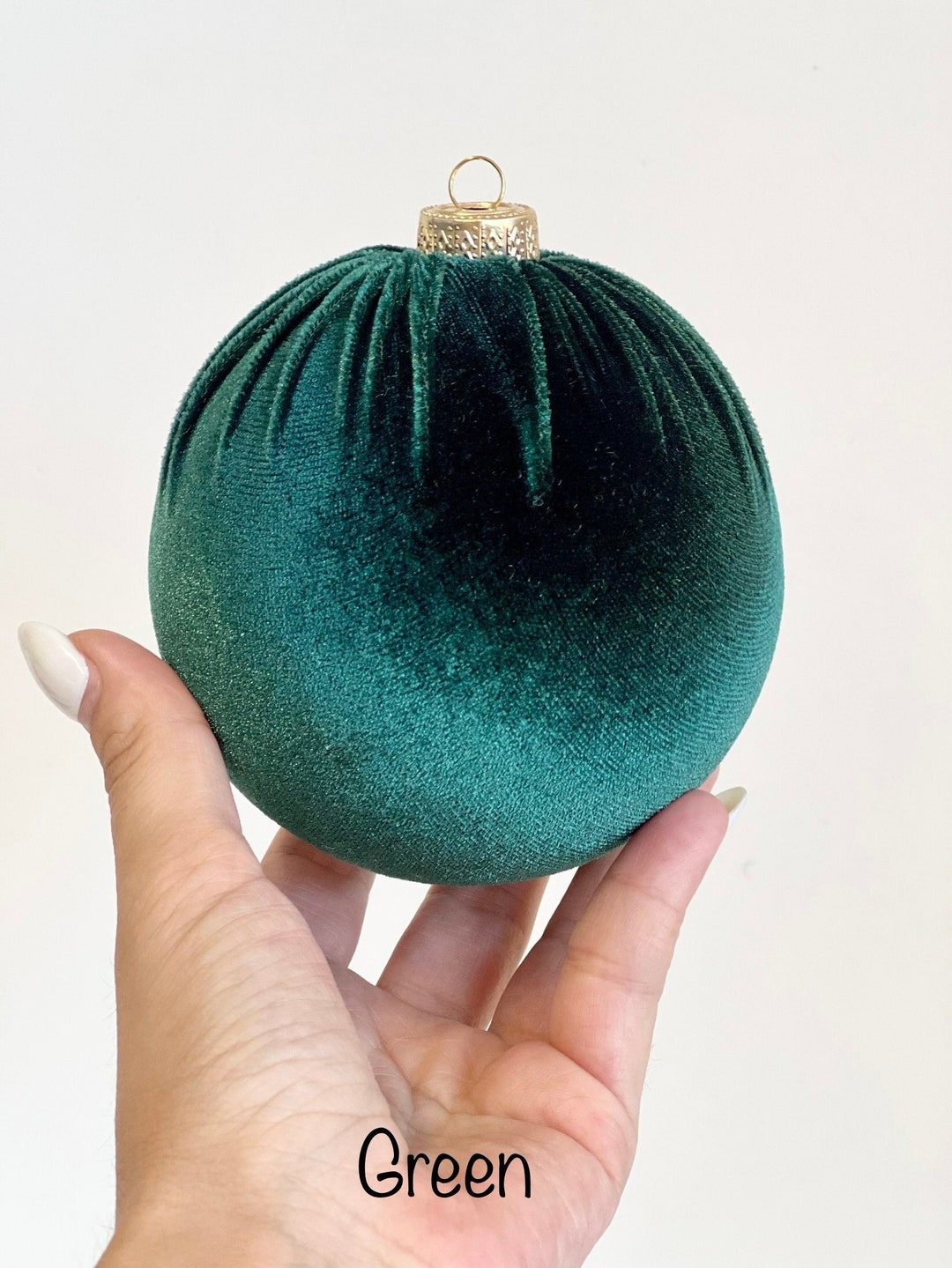 Emerald Green Christmas Ornament, Handmade Velvet Balls, Christmas Ball ...