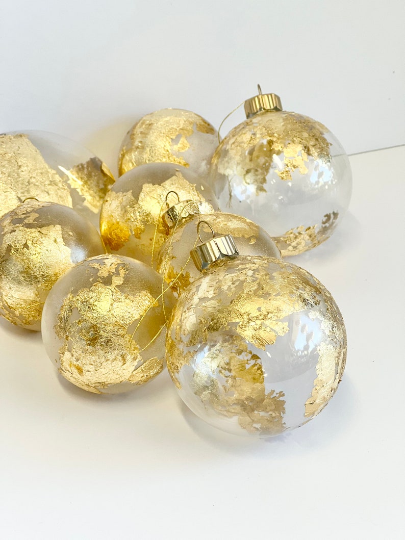 Ornement de Noël globe, boule de Noël, décorations de Noël en or, ampoules de Noël, boules de verre de Noël, boules personnalisées, ampoules en verre image 2