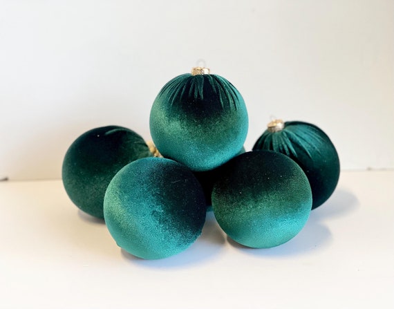 Gdfnmogo 6 palline natalizie in velluto, floccate, da appendere, infrangibili, per decorazioni dell'albero di Natale (verde