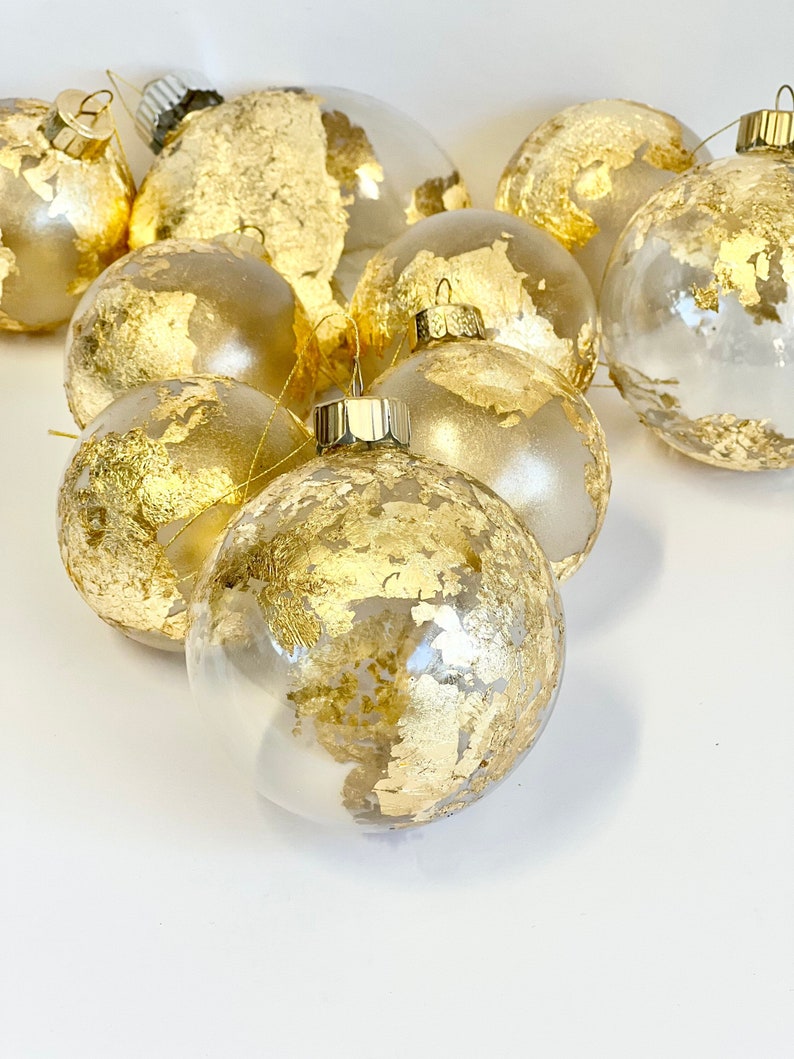 Ornement de Noël globe, boule de Noël, décorations de Noël en or, ampoules de Noël, boules de verre de Noël, boules personnalisées, ampoules en verre image 1