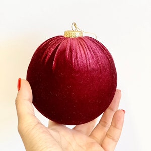 Handmade Burgundy Velvet Christmas Ball Ornament