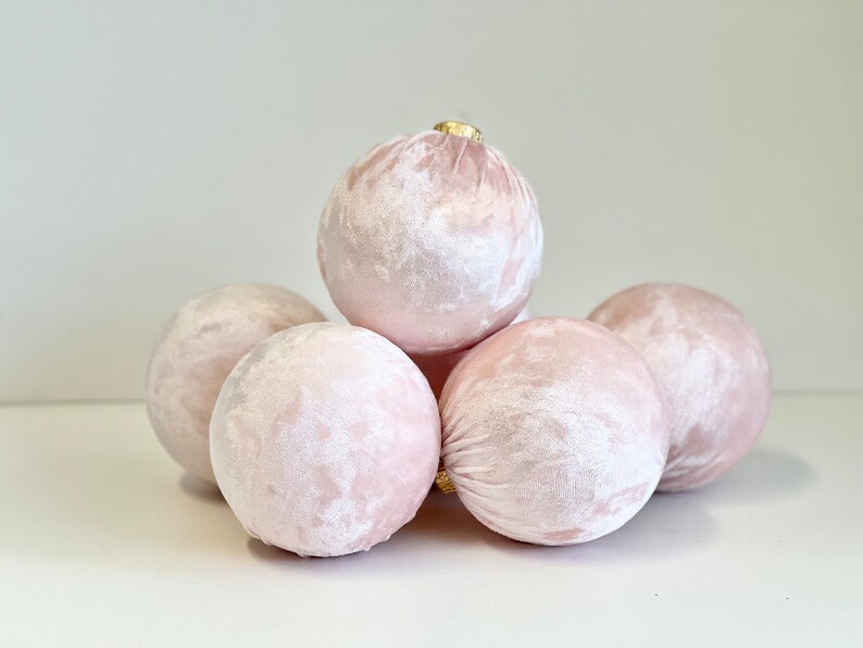 10 Cm Pale Pink Christmas Ornaments Handmade Balls Christmas Etsy
