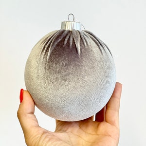 Handmade Gray Velvet Christmas Ball Ornament