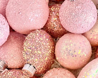 16 pcs Christmas Ornament, Christmas Bulbs, Pink Christmas Decorations, Christmas Gift, Custom Christmas Balls, Handmade Bulbs, Gift Set