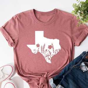 Texas Floral Shirt, Texas Shirt, Texas Gifts, Texas Tshirt, Floral Texas Tee, Floral Texas State Tshirt