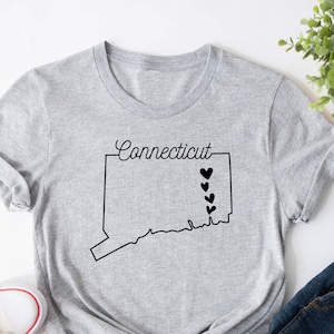 Connecticut Map Shirt, Connecticut State T-shirt, Connecticut Heart Shirt, Connecticut Lover Shirt, Gift From Connecticut, Connecticut Trip