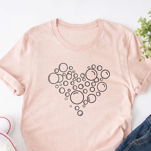 Bubbles Heart Shape Shirt, Cute Birthday T-shirt, Blowing Bubbles Tee, Girl Birthday Gift, Cute Soap Bubble Gift, Funny Friend Gift