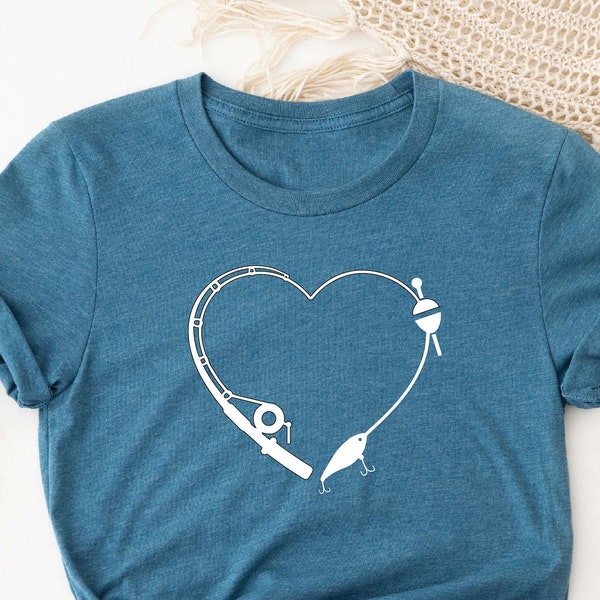 Heart Fishing Shirt, Fishing Girl T-shirt, Funny Fishing Shirt, Fishing Shirts For Women, Fishing Mom, Mothers Day Shirt, Funny Mom Shirt