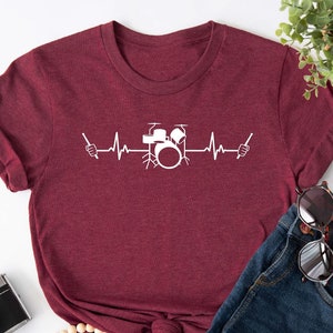Drummer Heartbeat Shirt, Funny Drummer T-shirt, Drummer Tee, Drummer Gifts, Drum Lover Shirt, Drummer Band Tees, Musician Gift, Music Shirt