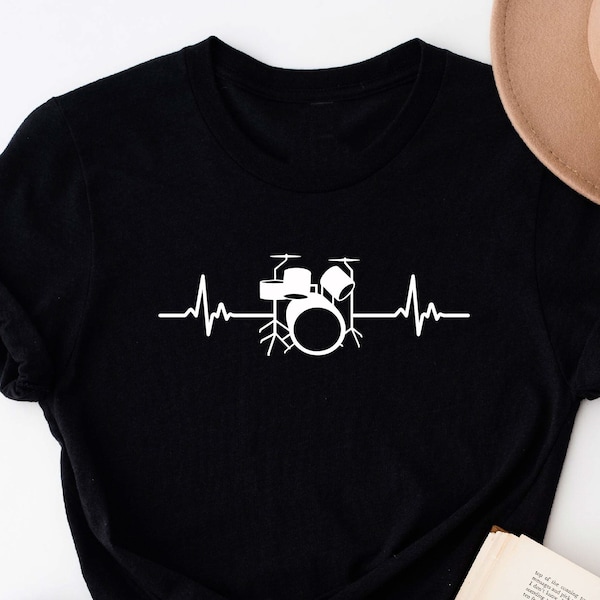 Drummer Heartbeat Shirt, Drumsticks T-shirt, Drummer Gift, Gift for Drummer, Drum Lover Shirt, Drummer Band Tees, Musician Gift, Music Shirt