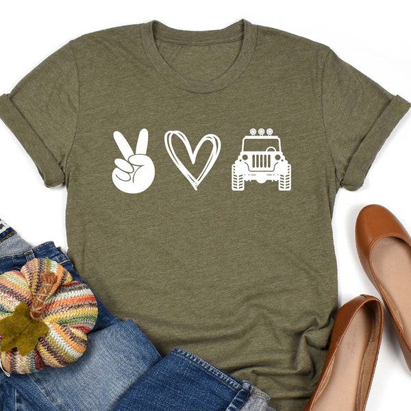 Peace Love Offroad T-shirt, American Offroad Gift Tshirt, USA Flag Offroad Forest Shirt, US Offroader Shirts, 4WD Off Road Tee, Race Driver