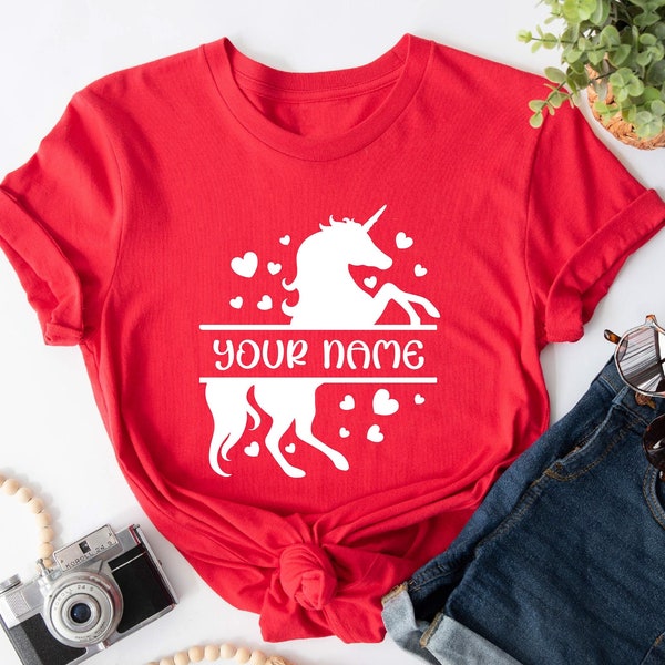 Custom Unicorn Shirt, Personalized Gifts, Toddler Girl Unicorn T Shirts, Customizable Unicorn Tee, Birthday Gifts for Her, Shirts for Women