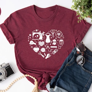 Sewing Shirt, Sewing Heart Tshirt, Sewing Gift, Gift For Sewing, Sew Gift, Funny Sewing Gift, Sewing Lover Shirt, Sewing Lover Gift