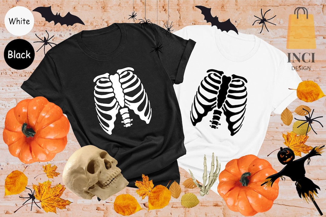 Threadrock Skeleton Rib Cage Halloween Tank Top – Men's Graphic Tee, 100% Cotton, S-2XL