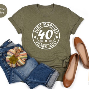 Just Married 40 Years Ago Anniversary Cruise Couple Kid T-Shirt