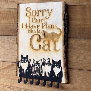 Custom Cat Key Holder Entryway Organizer Wall Mounted Leash Holder Glasses Holder Unique Key Rack Wood Key Hanger Custom Gift for Cat Lover
