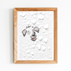 Retrato abstracto de perro, impresión artística de cachorro, retrato de mascota único, dibujo de animal caprichoso, decoración peculiar del hogar