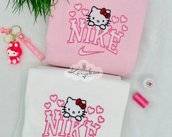 Kitty Süßes Herzen Rundhalsauschnitt Sweatshirt, trendy niedlich Geschenk für Sie Kawaii