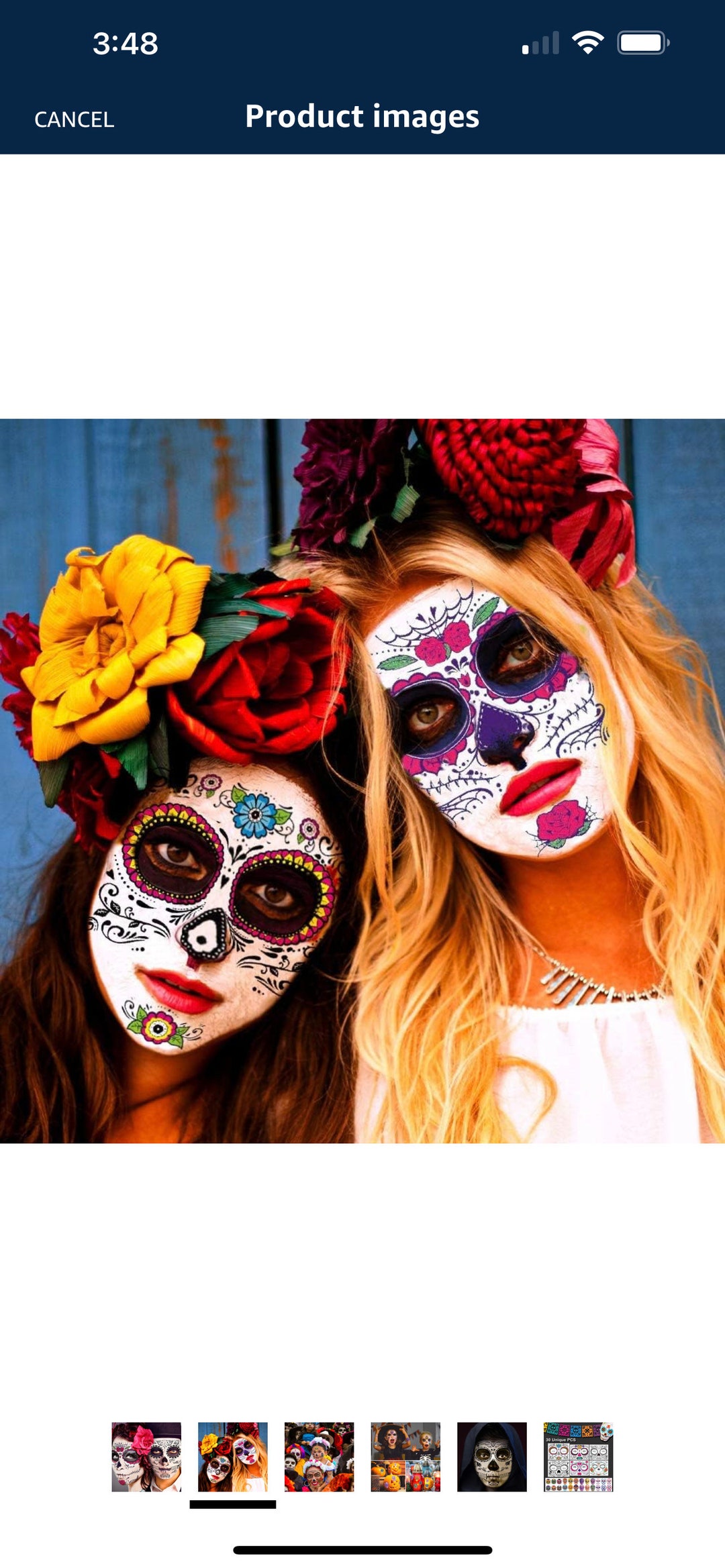 Sugar Skull Temporary Face Tattoo Etsy