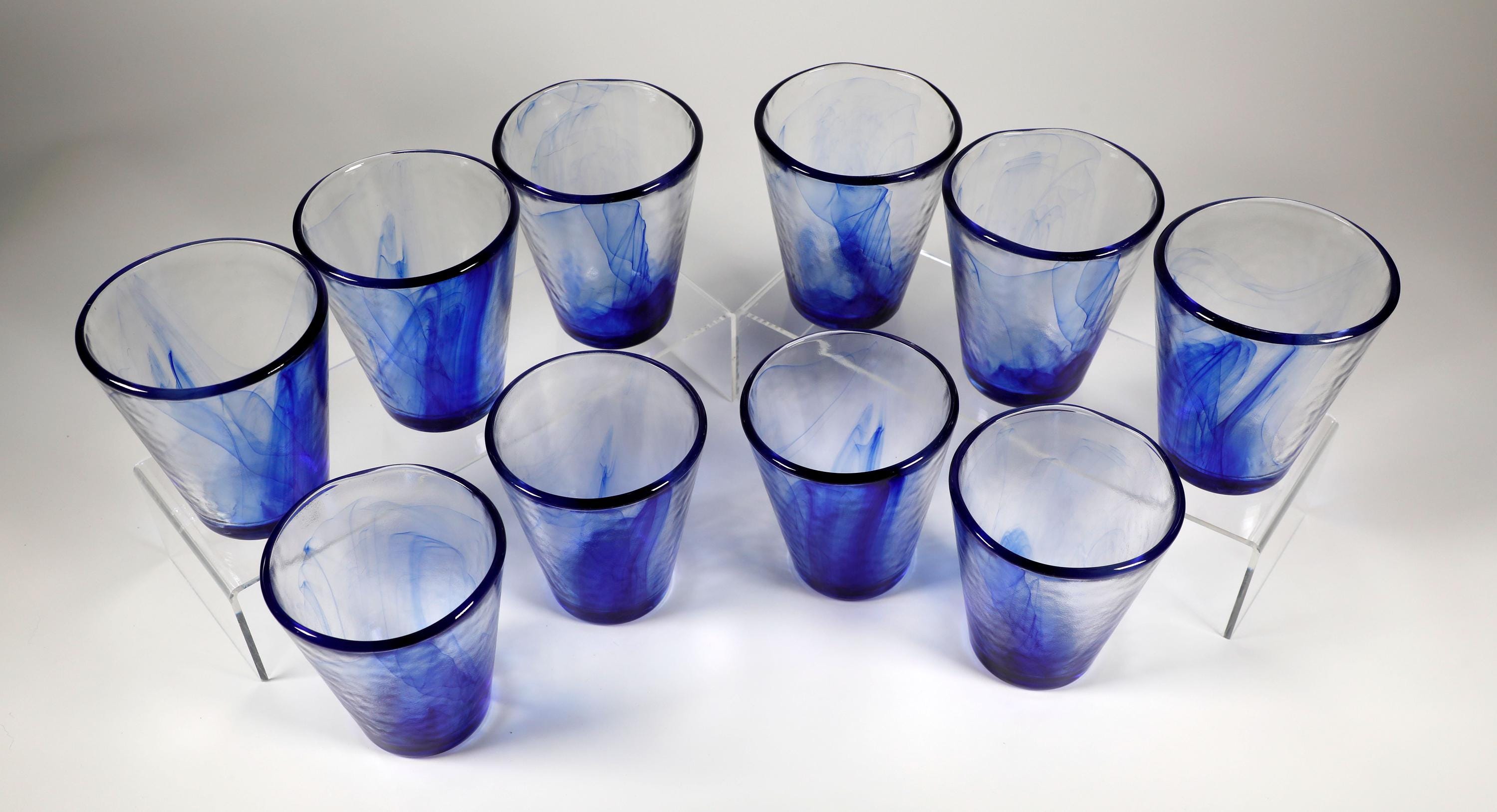 オーストリア　ザルッブルグ カットグラスボール ビンテージ ヴィンテージ ボルミオリ コバルト スワール グラス（単品販売