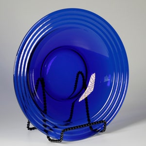 Vintage Bormioli Rocco Forum Sapphire Cobalt Blue Ringed 8.5&quot; Shallow Bowls (Sold Individually)
