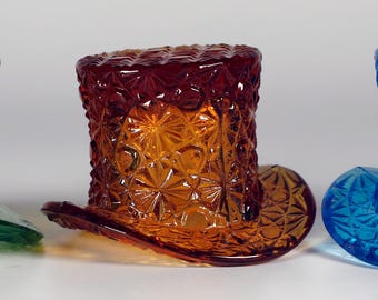 Vintage L E Smith Daisy and Button Top Hats-the AMBER hat is the only one left